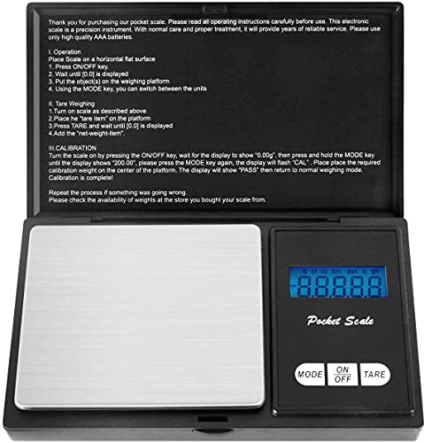 Taschenwaage, 500g / 0,01g Digitale Waage Feinwaage Digitalwaage Goldwaage Münzwaage Schwarz, Akku enthalten