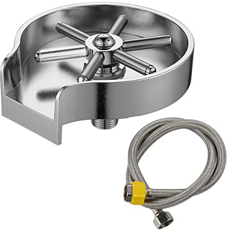 BSEID 5 Arandela de Barra de Vidrio para Fregadero - Enjuagador de Vaso de Vidrio Enjuagador de Vidrio de Acero Inoxidable para fregaderos de Cocina - de Botellas con Tubo de Entrada de Agua