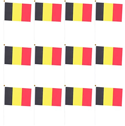 MAGICLULU 50stücke Belgien Flagge Stab Handgehaltene Kleine Länderflaggen Mit Polyester Und Kunststoffstäben Für Party Dekoration Und Sportevents