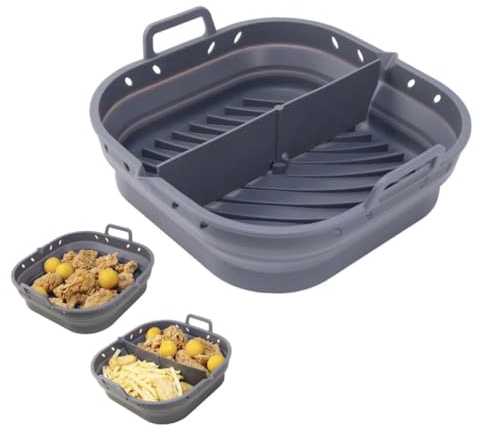 Molde Silicona Freidora de Aire - Olla para Air Fryer - Molde Silicona con Separador de Alimentos - Compatible Cecotec 5,5L 6L, cosori 5,5L 4,7L, princess, philips...