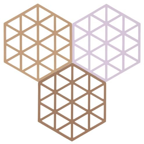 Zone Denmark Triangles Topfuntersetzer, Hitzebeständig bis 250 °C, Silikon Untersetzer, Dekorative Untersetzer für Töpfe und Pfannen, Spülmaschinenfest, 3 Stück, 16 x 14 cm