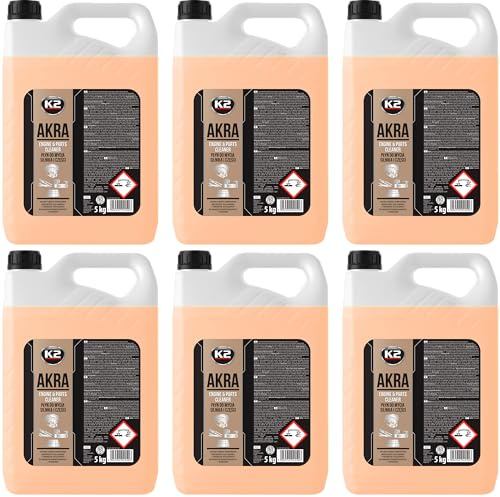 K2 Spray Limpiador Desengrasante para Motor Pack de 6 - Limpia Superficies Externas Aceite,Grasa,Polvo y Suciedad Adherida Herramientas y Suelos - Akra 5L