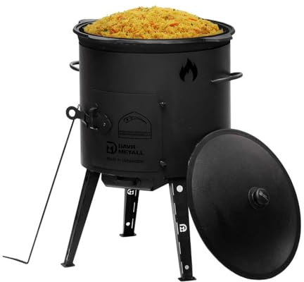 Ø44 Uchag 2mm stahl Utschak Feuerstelle Utschag Campingofen 16L Kazan WOK Kasan (Runder boden) Feldküche Außenküche Eintopfofen