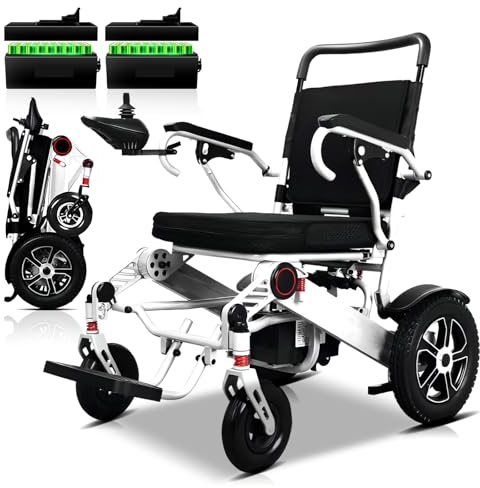 Bueuwe 35KM lange Reichweite Rollstuhl Elektrisch Faltbar, Elektrischer Rollstuhl für Erwachsene, All-Terrain-Rollstühle, 500-W-Motoren,zwei Batterien, Sitzende Breite 45cm