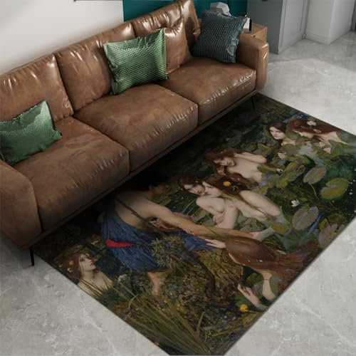 WEECHAINGE Waterhouse Style Area Tappeto Hylas e le Ninfe Stampe Rettangolo Oversize Zerbino Soggiorno Salotto Camera Da Letto Home Decor Tappeto 160x230cm