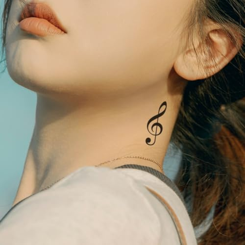 Tatuaje MÚSICA - Temporalis® | Tatuajes temporales adultos - Cosmético certificado por la UE, vegano y resistente al agua - Dura 1 a 2 semanas [ Tattoo Clave de sol ]