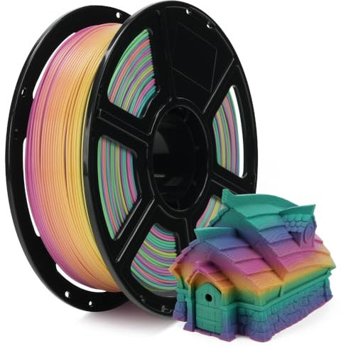 FLASHFORGE Rapid PLA Farbverlauf Filament 1,75mm Rainbow Candy, Farbverläufe sanft & schnell, Hoher Durchfluss Speedy 3D-Drucker-Filament, erleben Sie außergewöhnliche Leistung mit Schnellem Druck