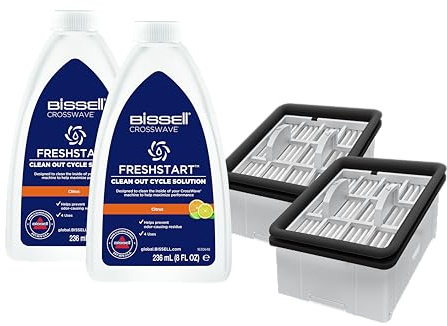 BISSELL FreshStart Set, 2 × Reinigungsmittel & 2 × Filter 4087 | Für CrossWave OmniForce, OmniForce Edge, OmniFind Modelle 3912, 3999, 4000, 4006, 4007, 4008, 4017