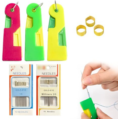 LUHOCIY 8 Stück Einfädelhilfe für Nähnadeln, Nadeleinfädler Zum Handnähen, Verbesserter Automatischer Nadeleinfädler, Einfach und Schnell, DREI Farben Werden Zufällig Verschickt