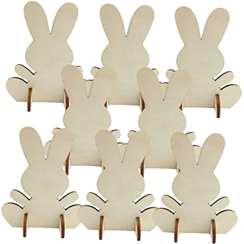 DIYEAH 8stücke Ostern Hasen Holz Ausschnitte Holz Kaninchen Chips Ostern Party Ornamente