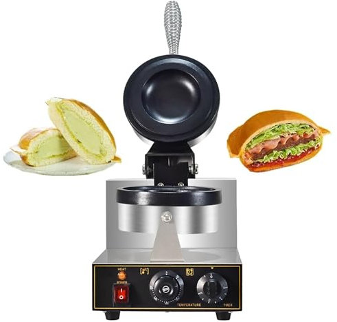 VNATWGOO UFO Ice Cream Burger Machine, 1300W Commercial UFO Burger Maker, Ice Cream Filling Waffle Maker, Non-Stick Electric Sandwich Press Maker,110V