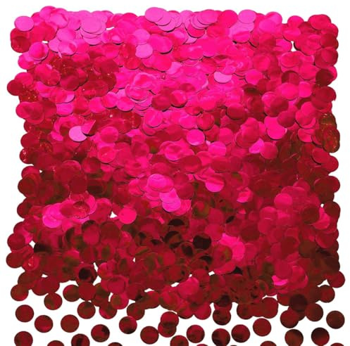 FONGKNOX 30 g rosa metalliskt gl?nsande rund konfetti, bordskonfetti, 6 mm, metallisk glitterfolie, str?ssel och konfetti f?r f?delsedag, br?llop, fest, halloween, juldekoration