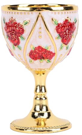 Jwthee Cáliz de copa hecho a mano, grabado vintage, copa de vino de 30 ml, copa de cáliz de vino de latón hecha a mano, copa de vino de metal retro, copa de vino decorativa, copa de vino decorativa