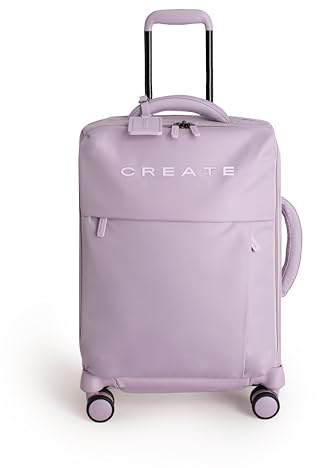 CREATE / Luggage Studio Soft/Maleta Blanda de poliéster Lavanda / 47x25.5x65cm / Candado TSA, 4 Ruedas Dobles, Organizador, Mango telescópico, Tejido Impermeable, Etiqueta identificativa