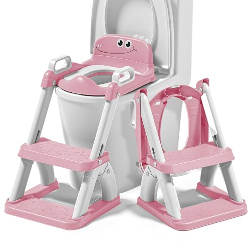 Réducteur de toilette enfant avec marche – Siège WC pliable pour apprentissage de la propreté – Rehausseur WC enfant avec escalier antidérapant – Pour garçons et filles