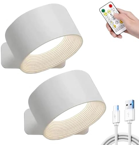 Lights of Sweden - Lampade da parete, Home Touch Control, telecomando ricaricabile, dimmerabile, rotazione magnetica a 360°, colore e luminosità a 3 livelli, luce a doppio lato, senza fili, per