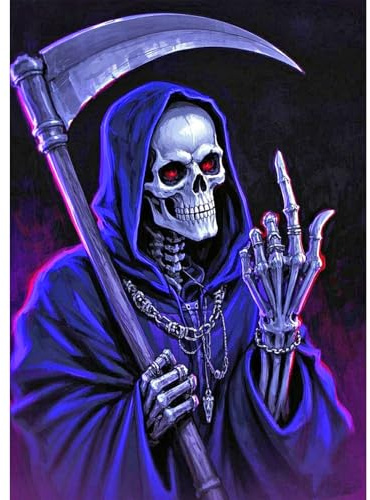 SHEGZHUC Diamond Painting Erwachsene Totenkopf Sensenmann, 30x40cm Diamant Malerei Bilder Skull Gothic Horror Halloween, Mosaik Stickerei Kreuzstich Kunst Geschenk, Wanddekoration für Schlafzimmer