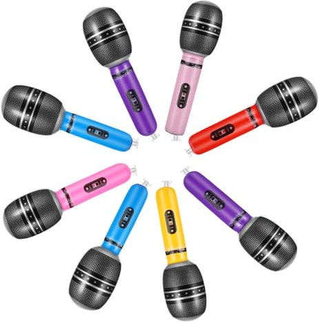 BESPORTBLE 8 Pièces Microphones Gonflables pour Accessoires de Fête Amusants et Réalistes Prop de Jeu de Rôle pour Développer Compétences Sociales