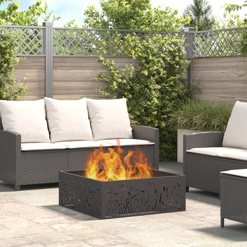Générique brasero carré Noir 80x80x30 cm en Acier,Cheminées,14.65KG-858928