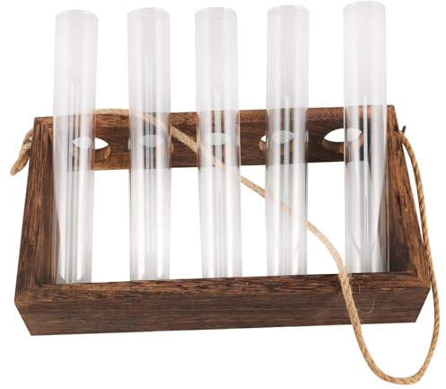 TOYANDONA Vasi da Appendere per Piante Idroponiche con Legno Provetta Vetro per Decorazioni Floreali per e