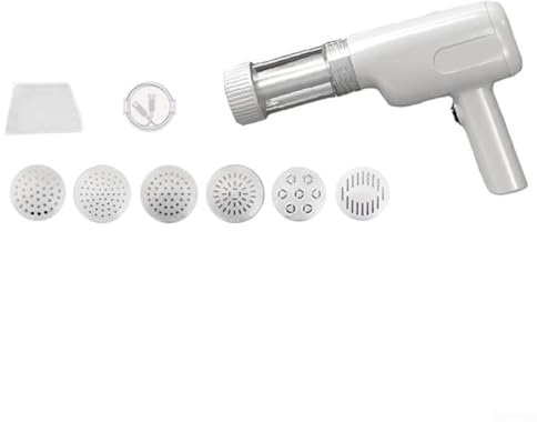 Zilimontt Pasta eléctrica inalámbrica 5 en 1 con batería de 2000 mAh, 5 moldes intercambiables para espaguetis, fettuccine, linguini y fideos cuadrados, grado alimenticio (juego estándar blanco)