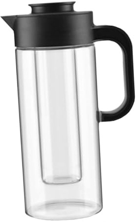 Angoily Carafe à Eau En Verre 1500 Ml Grosse Capacité Verre Résistant Température 20 à 150 °c Cuisine Et Boissons Froide Noir Bec Anti-goutte Pratique