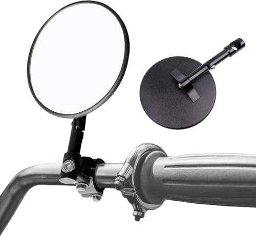 2 Stück Motorrad Spiegel E24 Geprüft – Runde Lenkerendenspiegel mit Halterungen, Universell für Scooter, Roller, ATV & Motorräder wie MT07, Z750, CB125R
