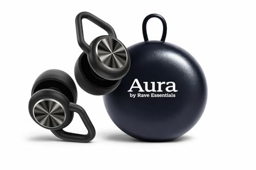Aura Concert Earplugs | High-Fidelity 18 dB Hearing Protection for Raves, Festivals & DJs | Reusable Silicone Ear Plugs with Carry Case | 4 Sizes XS-L