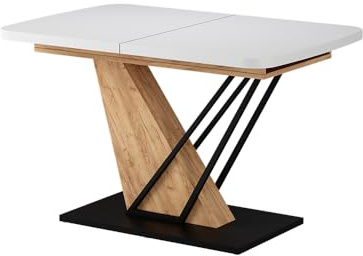 Vicco Esstisch Fenaro, Weiß/Goldkraft Eiche, 120-160 x 80 cm | ausziehbar, ausziehbar auf 160 cm mit integrierter Einlegeplatte