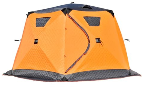 Wakects Fisketält, Bärbart Vattentätt Skydd, Lätt Popup-design för 6 Personer, Perfekt för Vinterfiske och Camping (ORANGE)