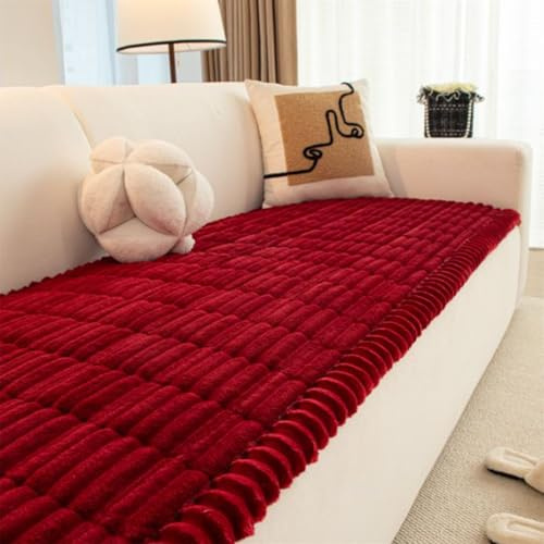 LINGKY Sofa Überzug Dicke Kordsamt Sofabezug Waschbar Hund Katze Sofaschoner rutschfest Universal Couch Überzug für U Form L Form Sektionssofa für 1 2 3 4 Sitzer Sofa (Rot,70x150cm)