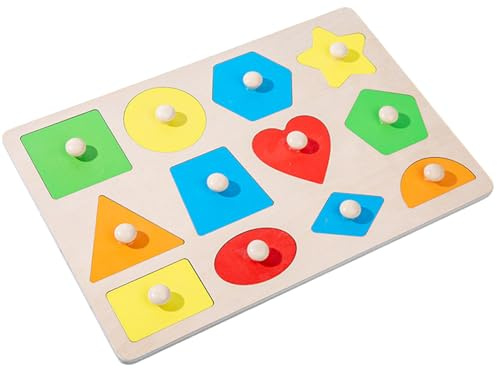 Multi Shape träpussel - Pusselleksak i trä med geometrisk form för småbarn | Lärblock Sensorisk formsortering Leksaker för småbarnspresenter