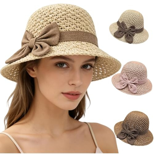 FannBiatty Sombrero Paja Mujer Verano Playa Sombreros Gorro Pamela Plegable Pescador Ancha Transpirable Grande Gorras Protección UV Beach Elegante Hat Sobrero para Viaje Piscina Vacaciones