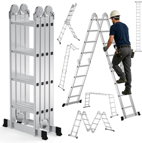 Jaxguom 4 x 4 multifunktionsstege aluminium, 16 ribbor, 4,68 m