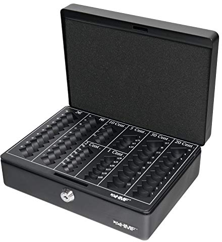 HMF 208-02 Geldkassette Euro-Münzbrett 25 x 18 x 9 cm, schwarz