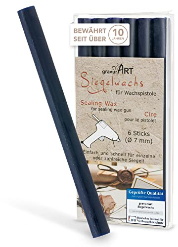 7mm Siegelwachs flexibel für Wachspistole - Dunkelblau - 6er Pack