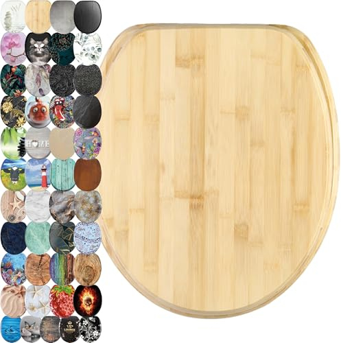 Sanilo WC Sitz ohne Absenkautomatik, einfache Montage, aus Holz, Bambus | Toilettendeckel, hochwertige Oberfläche und stabile Scharniere, inkl. Montagematerial und Videoanleitung