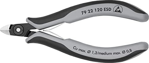 KNIPEX Präzisions-Elektronik-Seitenschneider ESDmit Mehrkomponenten-Hüllen 120 mm, 79 22 120 ESD