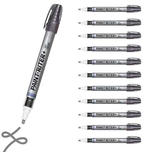 Markal 96967 Paint-Riter+ Oily Surface Liquid Paint Marker, Versatile Surface Compatibility, Bold Mark Size 1.8, Silver 12-Pack