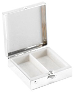 Brillibrum Design | Pillendose quadratisch | mit Namen personalisiert | 2 Fächern | Pillendöschen vercromt | Maße: 4,0 x 4,0 x 1,5 cm| mit Gravur bis 15 Zeichen
