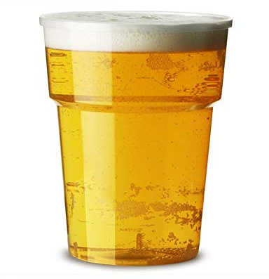UK Business Supplies 100 x 20oz Re-usable Full Pint Flexi Clear Plastic Cups with CE Markings - Strong Beer Glasses Tumblers