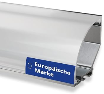 INNOVATE LED Eckprofil 2m 1 Stück Silber-Milchig inkl. LED Diffusor rund | LED Eckprofil für 21mm LED Streifen 2m I LED Alu Profil V förmig 2m Möbel I Alu Winkelprofil Indirekte Beleuchtung Wohnzimmer