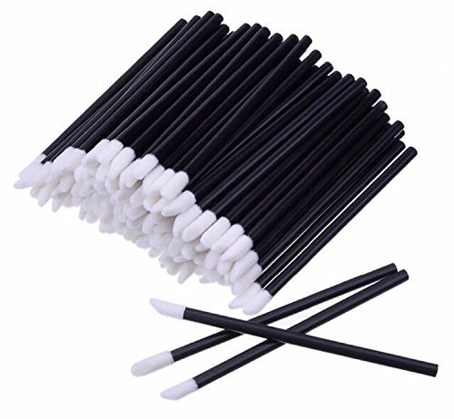 Microfaser Fusselfrei Reinigungsstäbchen Lippenpinsel Microblading Wimpern (Schwarz 50 Stück)