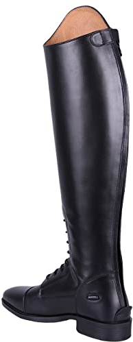 QHP Leder-Reitstiefel Sasha Adult schwarz mit wechselbarem Oberteil, RV hinten (39)
