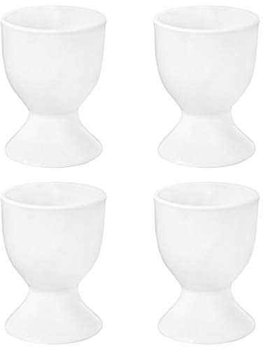 Argon Tableware Egg Cup Set – Porcelain Hard Cups Water Driven Eggs – White – Pack of 4