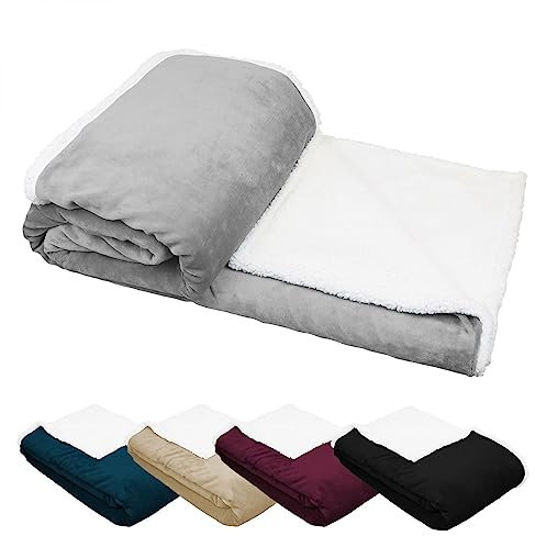 Vivezen - Couverture, Plaid Polaire 150 x 200 cm ou 220 x 240 en Flanelle et Sherpa Ultra Doux - 5 Coloris