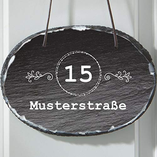 Manutextur Schiefer Türschild - mit Namen - viele Motive - Eingangsschild - Schiefertafel - individuell Bedruckt - personalisiert - persönliches Geschenk
