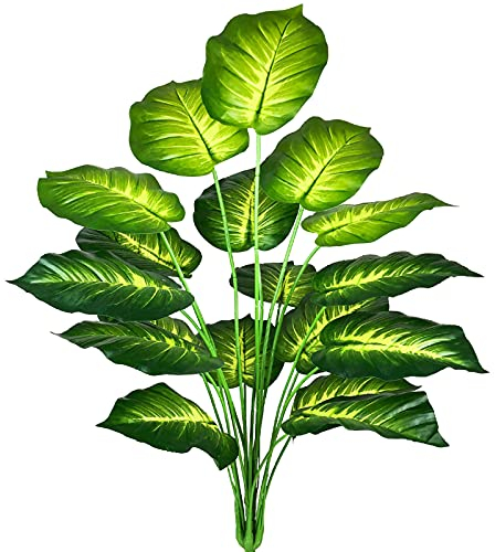 AIVORIUY Artificial Plants Monstera Leaf Fake Turtle Tree Leaves with Stems Faux Palm Tree 29 Tall Large Imitation Frond Tropical Plant Greenery Floral Jungle Party Home Outdoor Garden Decoration