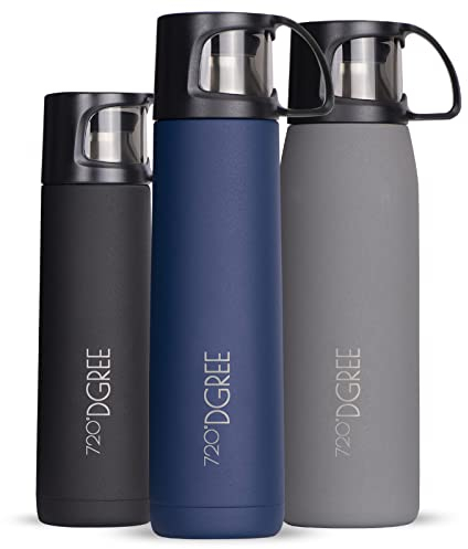 720°DGREE Thermoskanne mit Becher 1l “Follow” - 3 Größen, 12h Heiß, 24h Kalt, Auslaufsicher, BPA-Frei - Edelstahl Thermosflasche, Isolierflasche für Kaffee, Tee bei der Arbeit, Schule, To Go