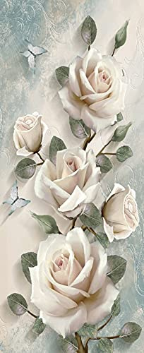 A.Monamour Türtapete Selbstklebend Türfolie Türposter 3D Vintage Rosa Rosen Blumenhintergrund Vinyl Folie Türdeko Tapete Wandbild Türaufkleber Türtattoo 85 x 215 cm